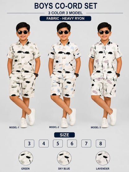 3 Colors 3 Model Chapter 16 Rayon Boys Co Ord Set Exporter India