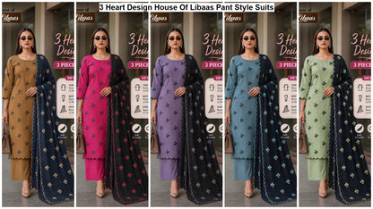 3 Heart Design House Of Libaas Reyon Pant Style Suits Wholesale Price