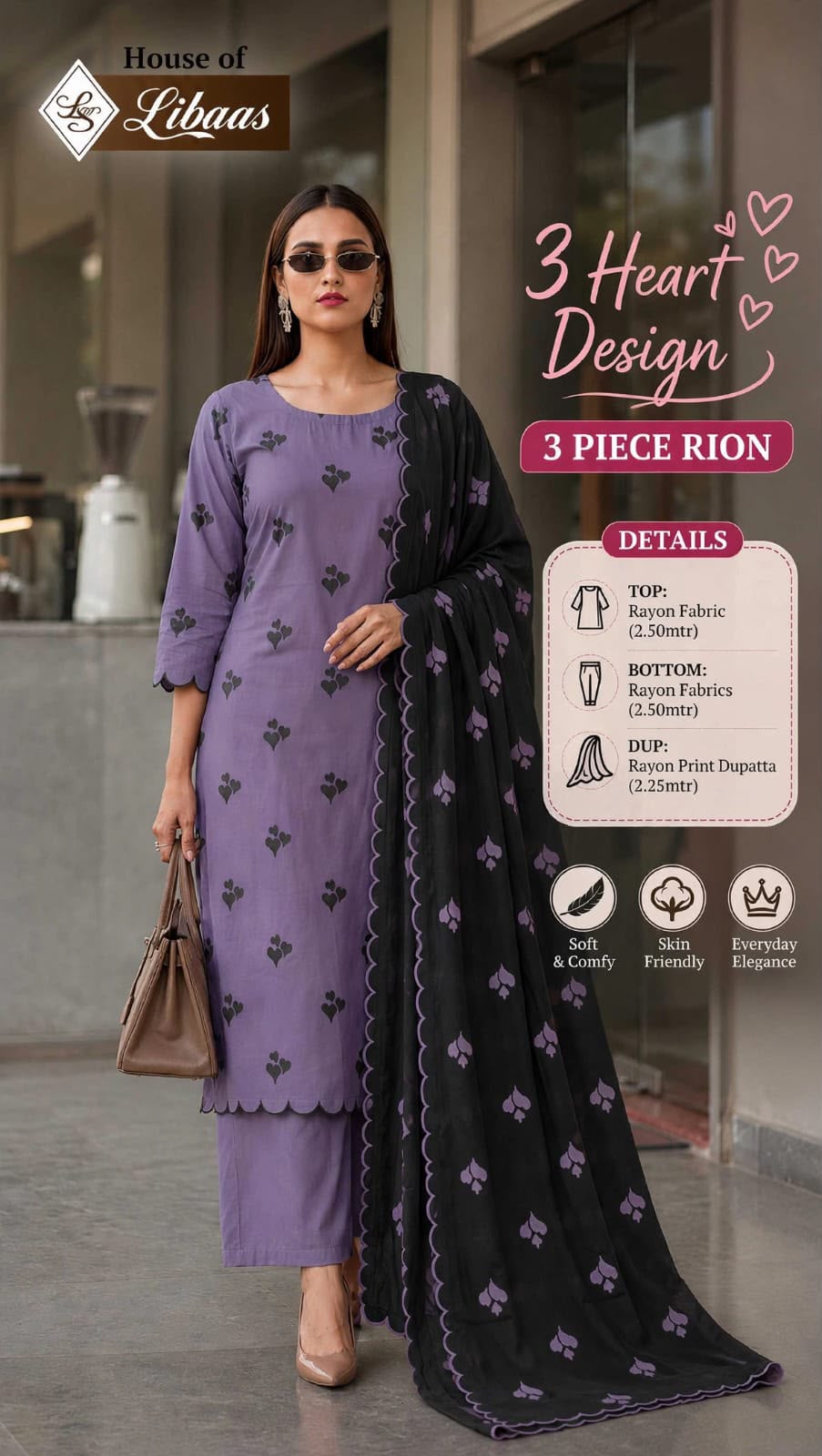3 Heart Design House Of Libaas Reyon Pant Style Suits Wholesale Price