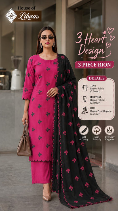 3 Heart Design House Of Libaas Reyon Pant Style Suits Wholesale Price