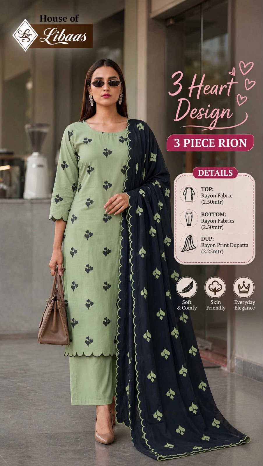 3 Heart Design House Of Libaas Reyon Pant Style Suits Wholesale Price