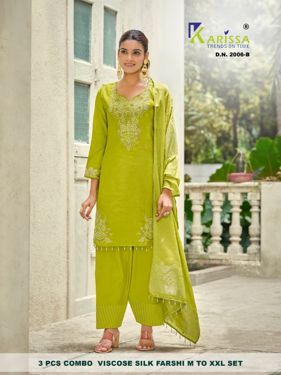 3 Pcs Farshi Salwar Karissa Viscose Silk Readymade Suits Exporter