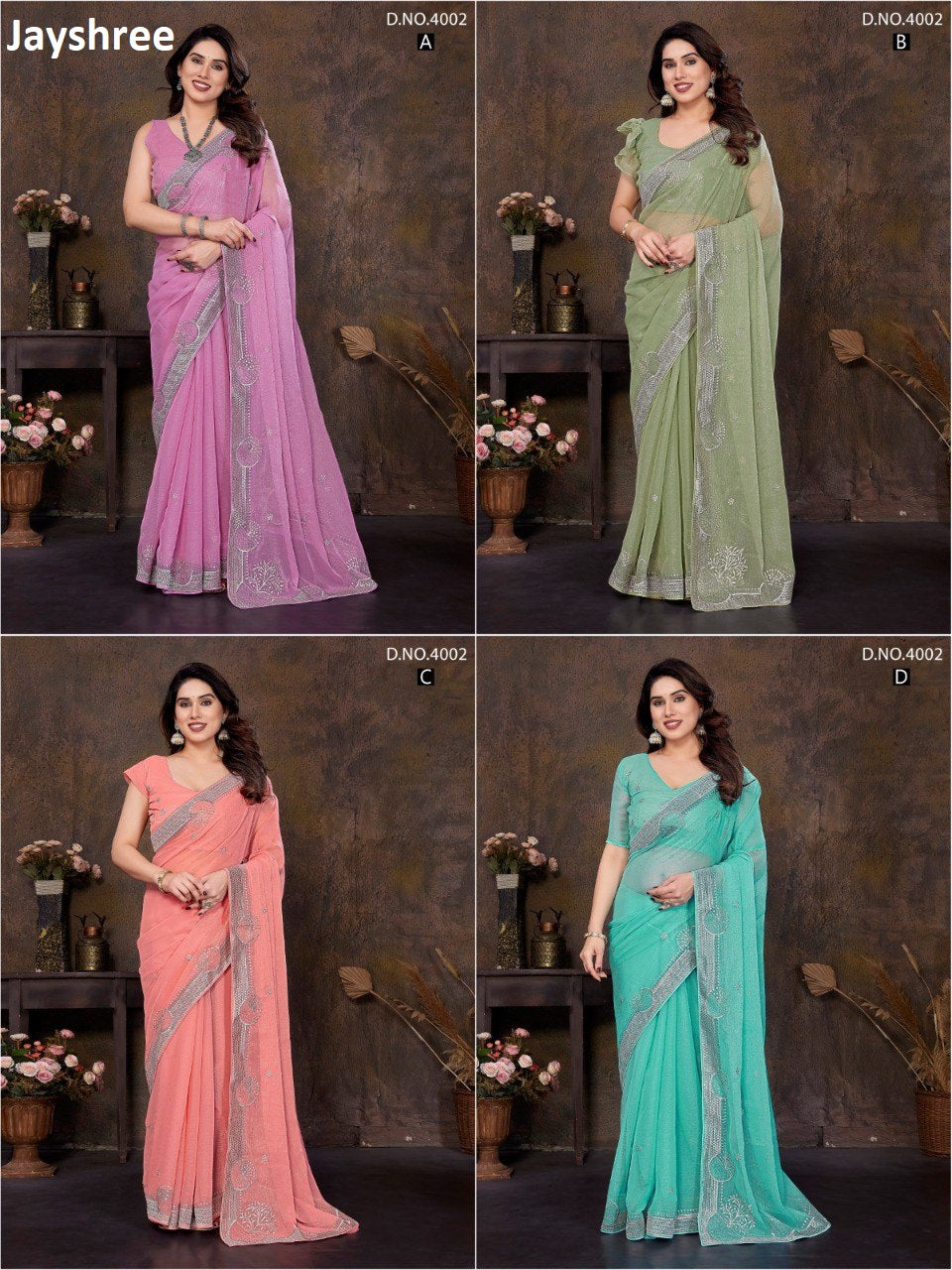 4002Abcd Jayshree Simmer Sarees Wholesale Price