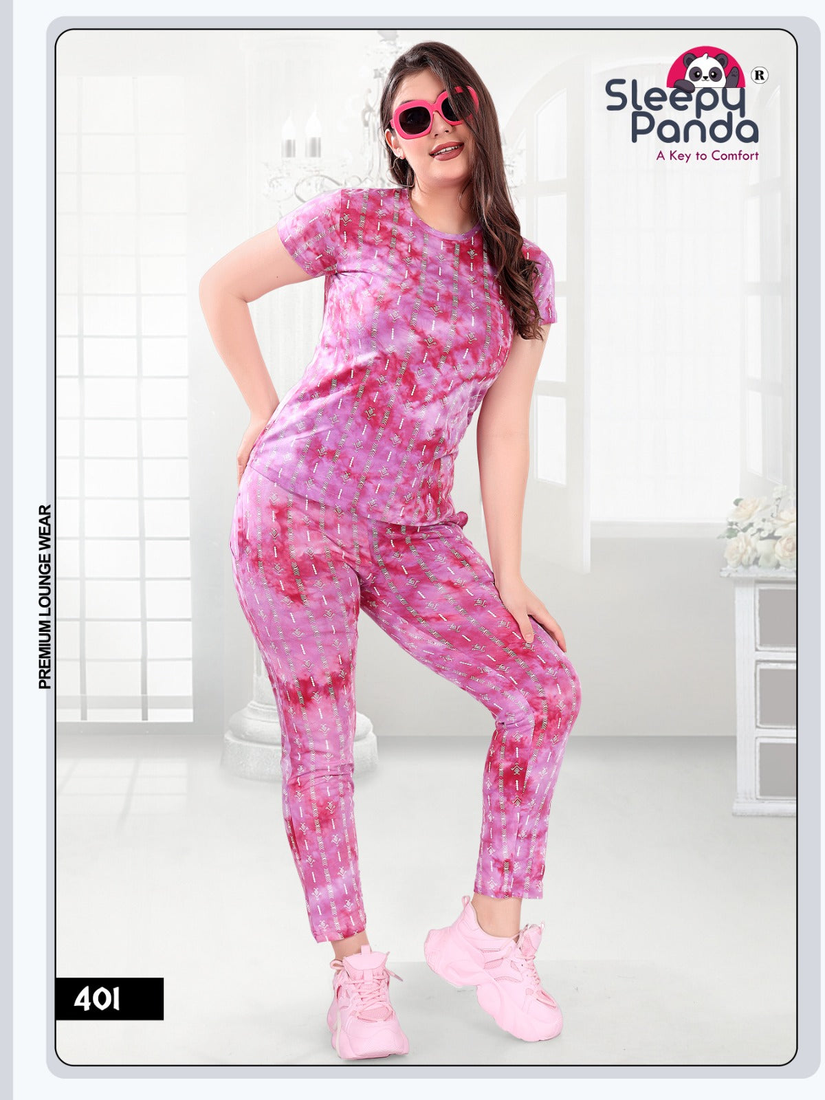 401-Disha Sleepy Panda Tie Dye Pyjama Night Suits Supplier