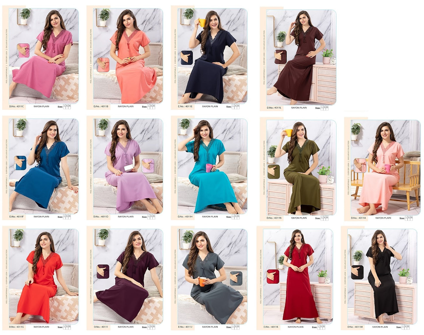 4011 Faith Lady Rayon Night Gowns Wholesale Price