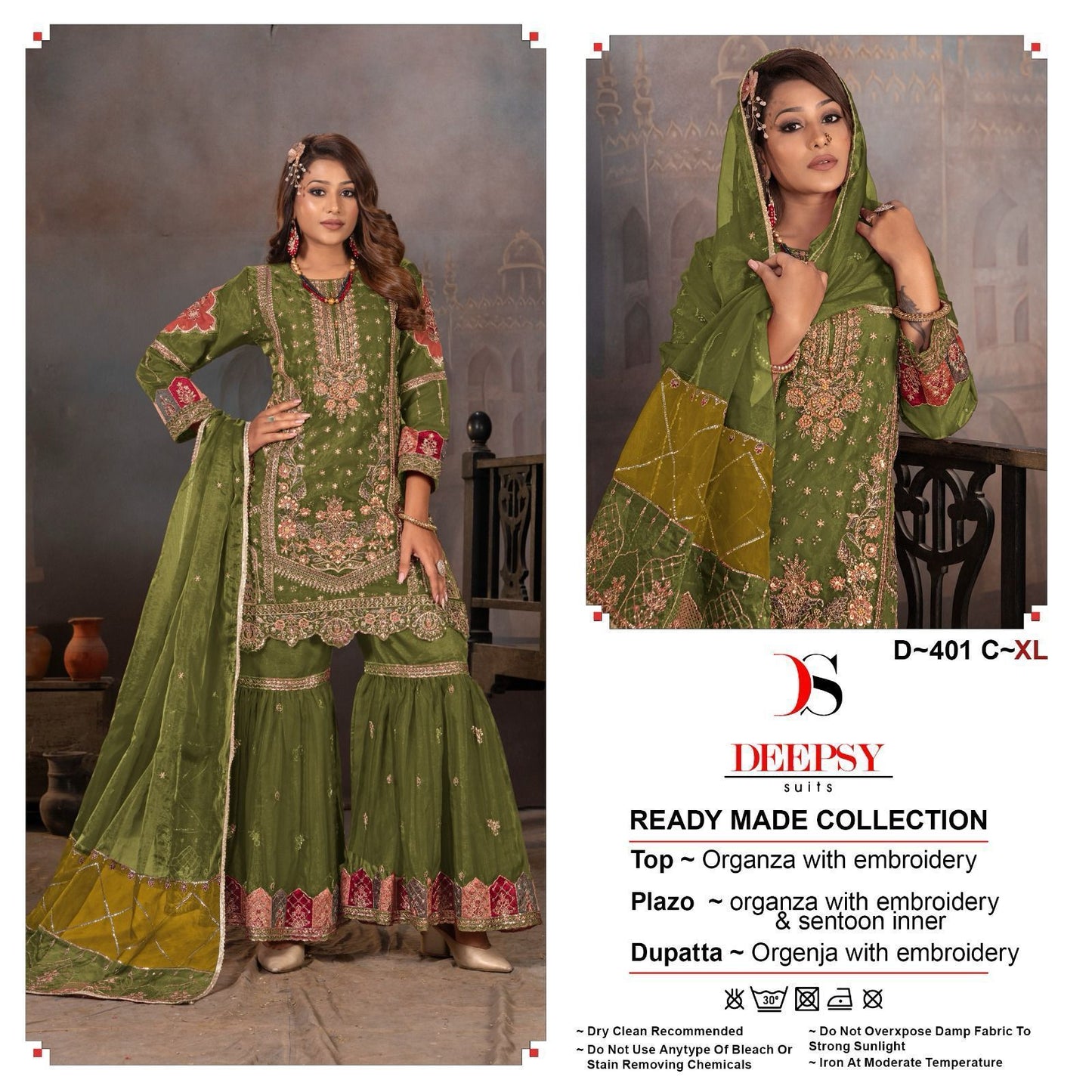 401 Deepsy Organza Pakistani Readymade Suits Wholesaler India