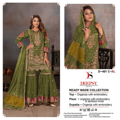 401 Deepsy Organza Pakistani Readymade Suits Wholesaler India