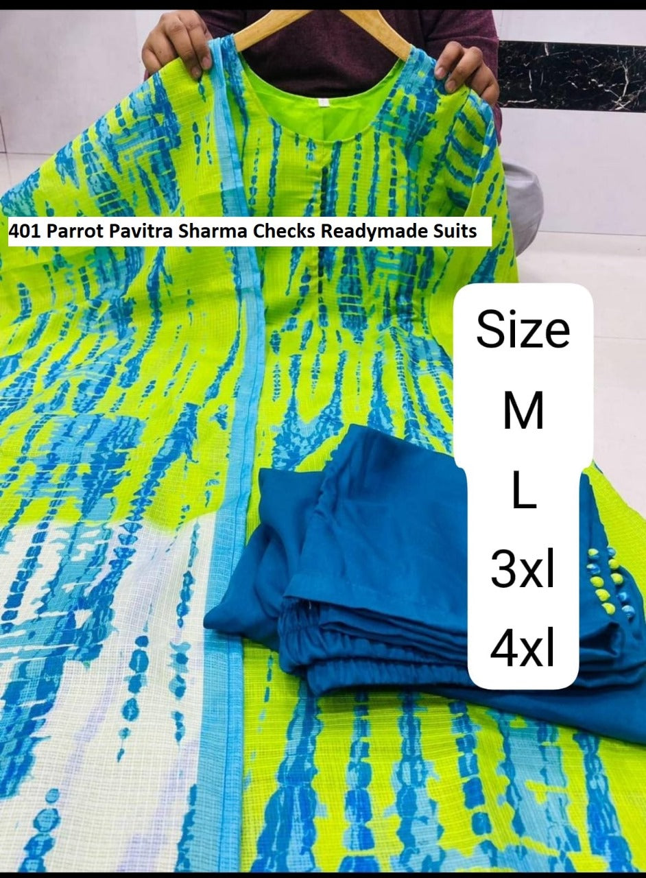 401 Pavitra Sharma Russian Silk Readymade Pant Style Suits Supplier India