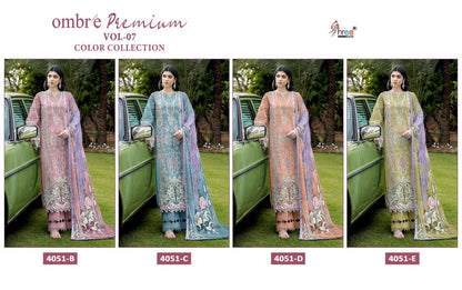 4051 Ombre Premium Vol 7 Color Collection Shree Fabs Cotton Pakistani Salwar Suits Wholesale