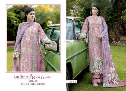 4051 Ombre Premium Vol 7 Color Collection Shree Fabs Cotton Pakistani Salwar Suits Wholesale