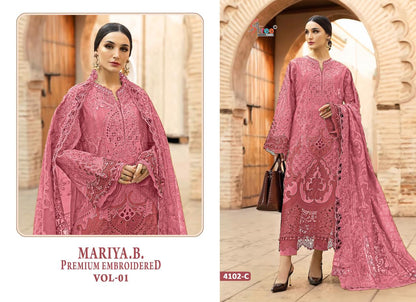 4102 Bcde Mariya B Premium Embroidered Vol 1 Shree Fabs Cotton Pakistani Salwar Suits Wholesaler India