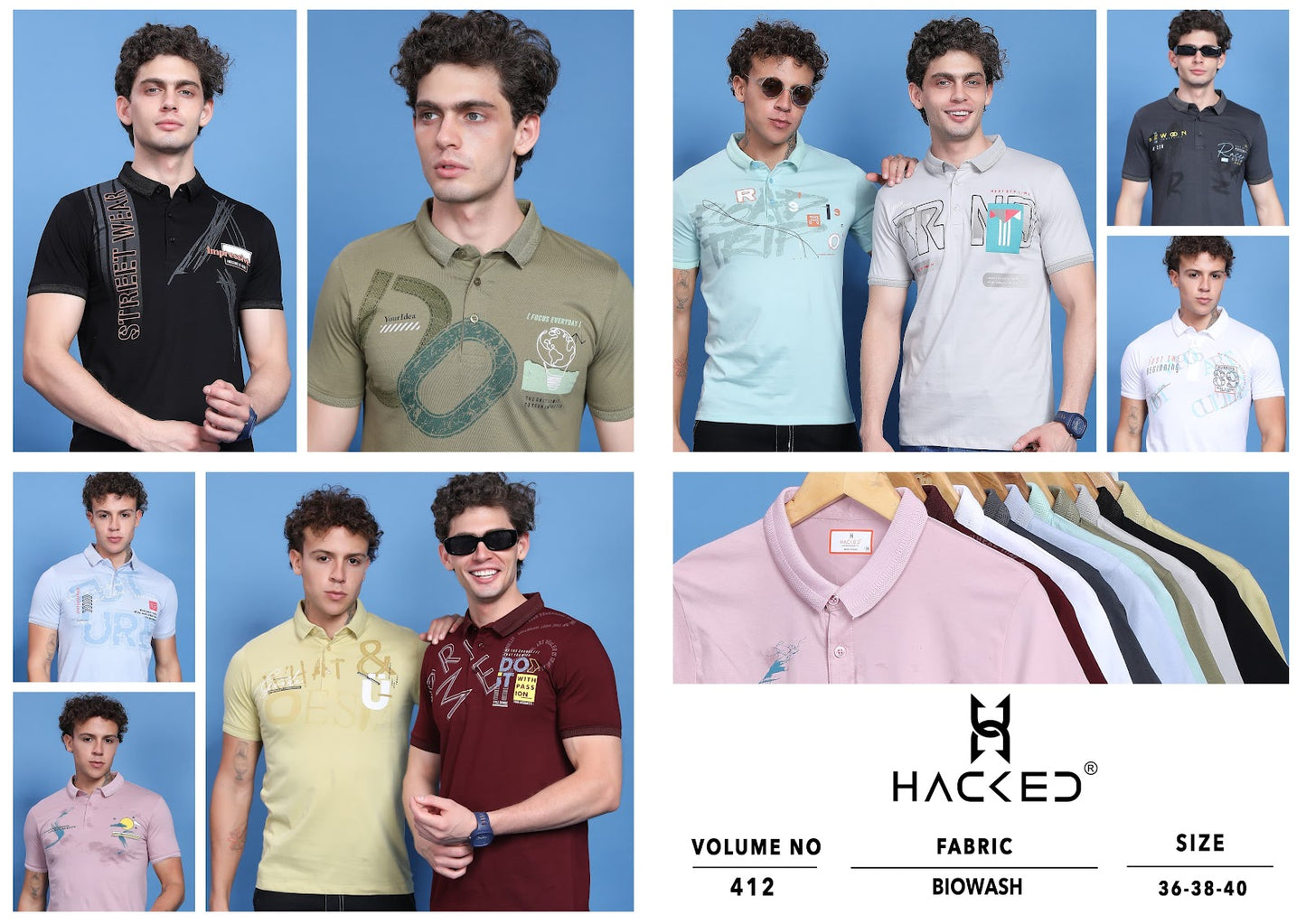 412 Hacked Cotton Biowashed Mens Tshirts Supplier