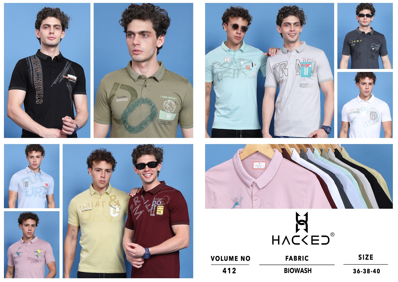 412 Hacked Cotton Biowashed Mens Tshirts Supplier