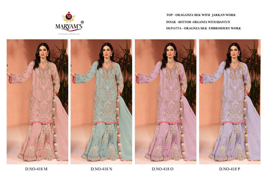 418 Mnop Maryams Organza Pakistani Salwar Suits Wholesaler India
