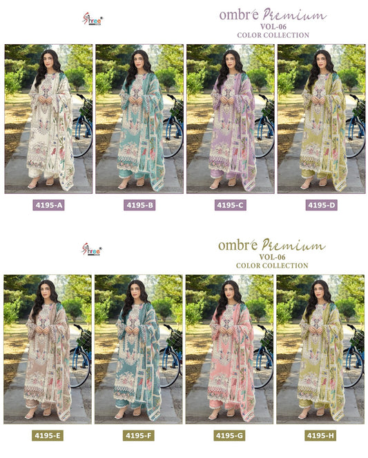 4195 Ombre Premium Vol 6 Color Collection Shree Fabs Cotton Pakistani Salwar Suits Supplier India