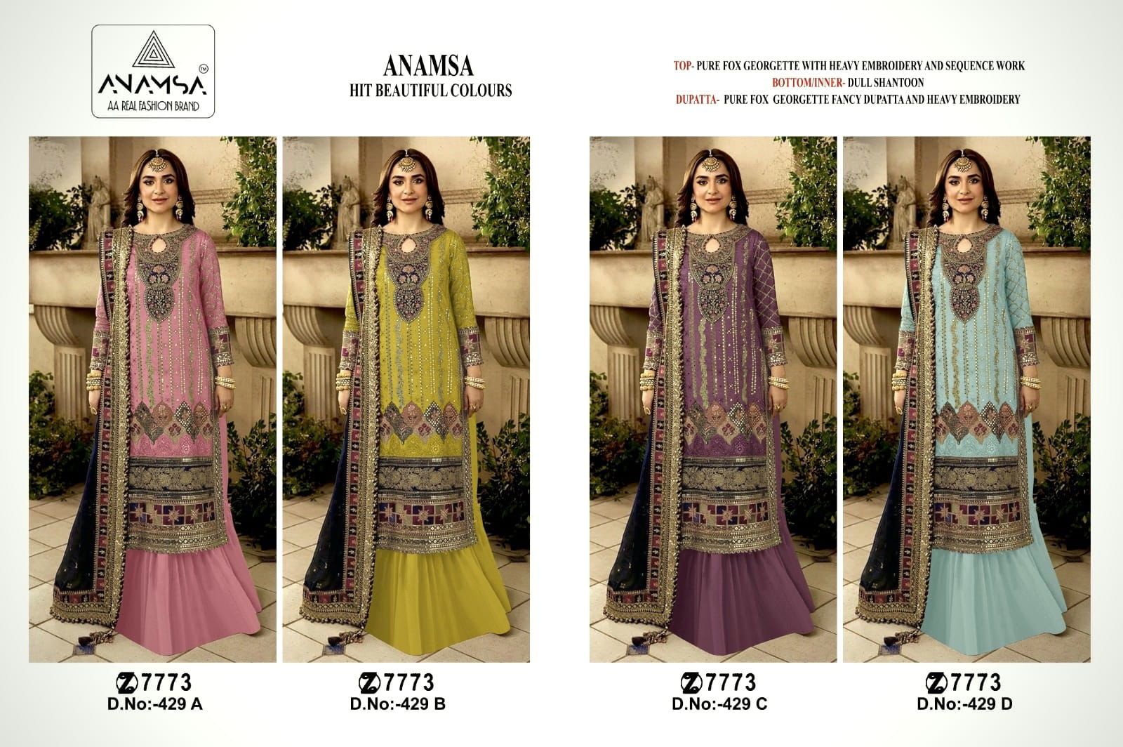 429 Anamsa Fox Georgette Pakistani Salwar Suits
