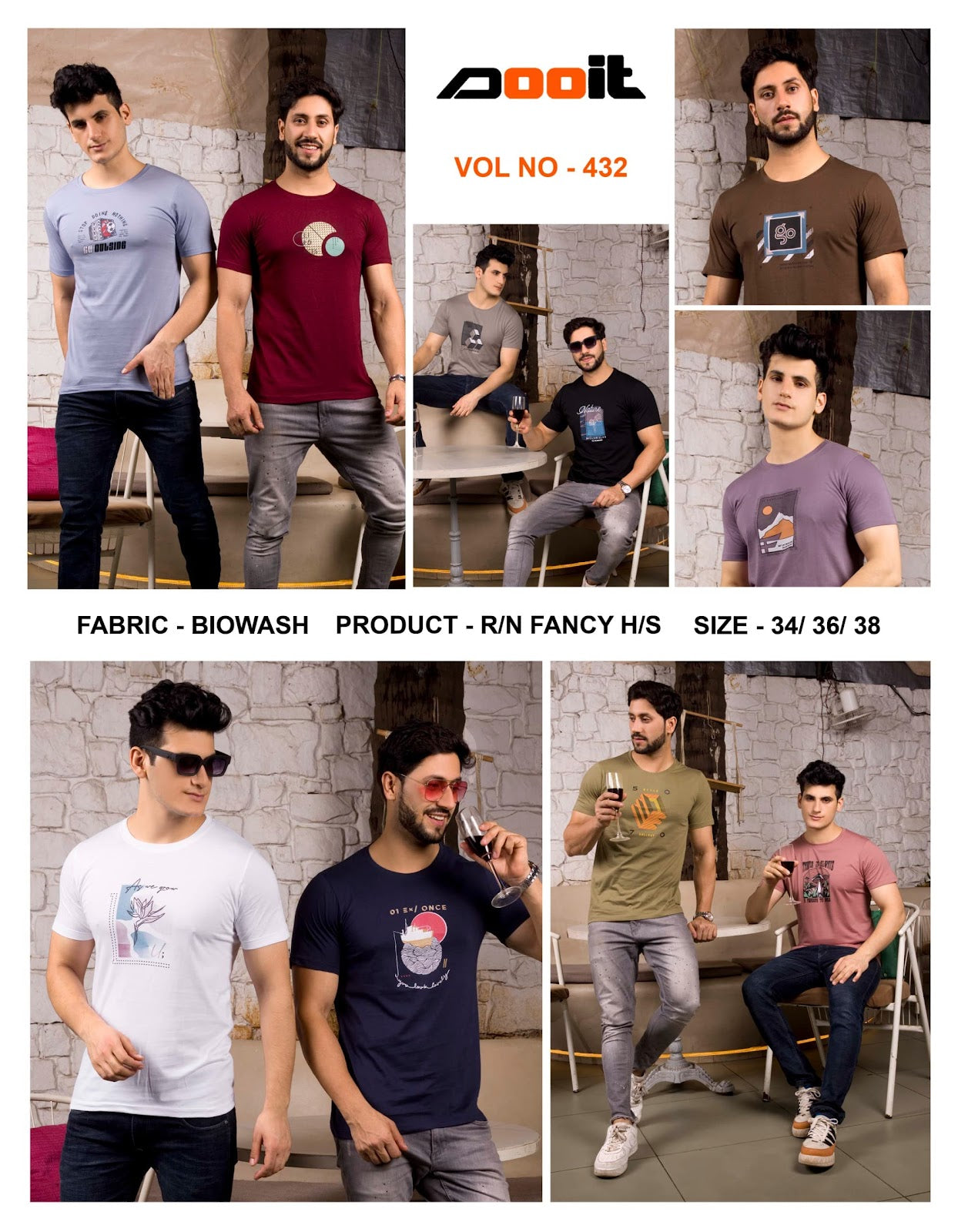 432 Dooit Cotton Biowashed Mens Tshirts Supplier