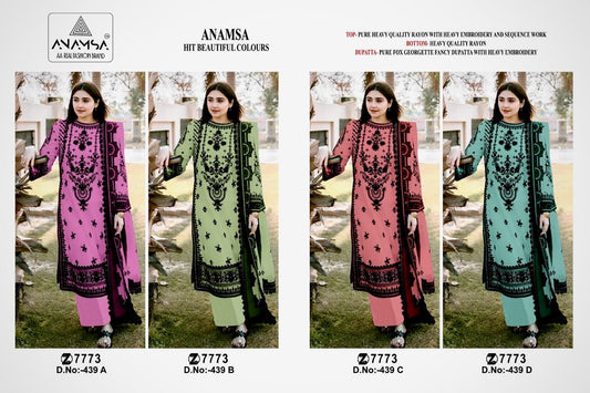 439Abcd Anamsa Rayon Pakistani Salwar Suits Wholesale Rate