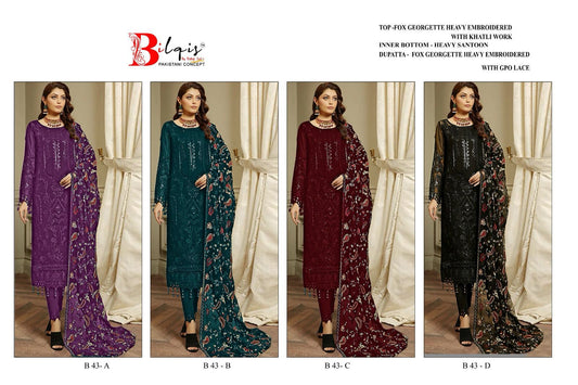 43 Bilqis Fox Georgette Pakistani Salwar Suits Supplier Ahmedabad