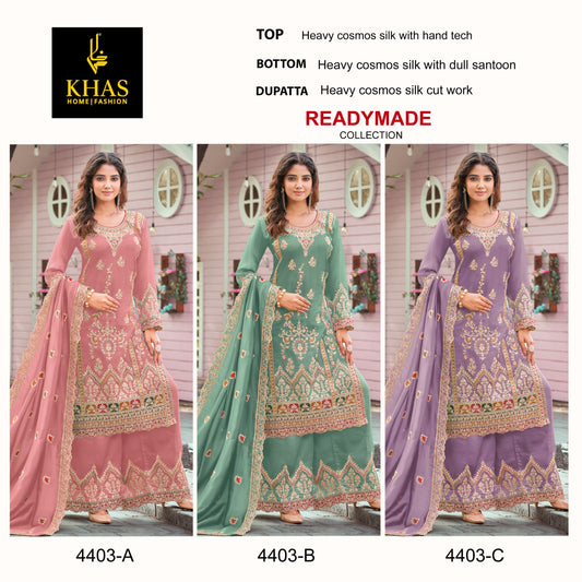 4403 Khas Cosmos Silk Pakistani Readymade Suits Wholesale Price