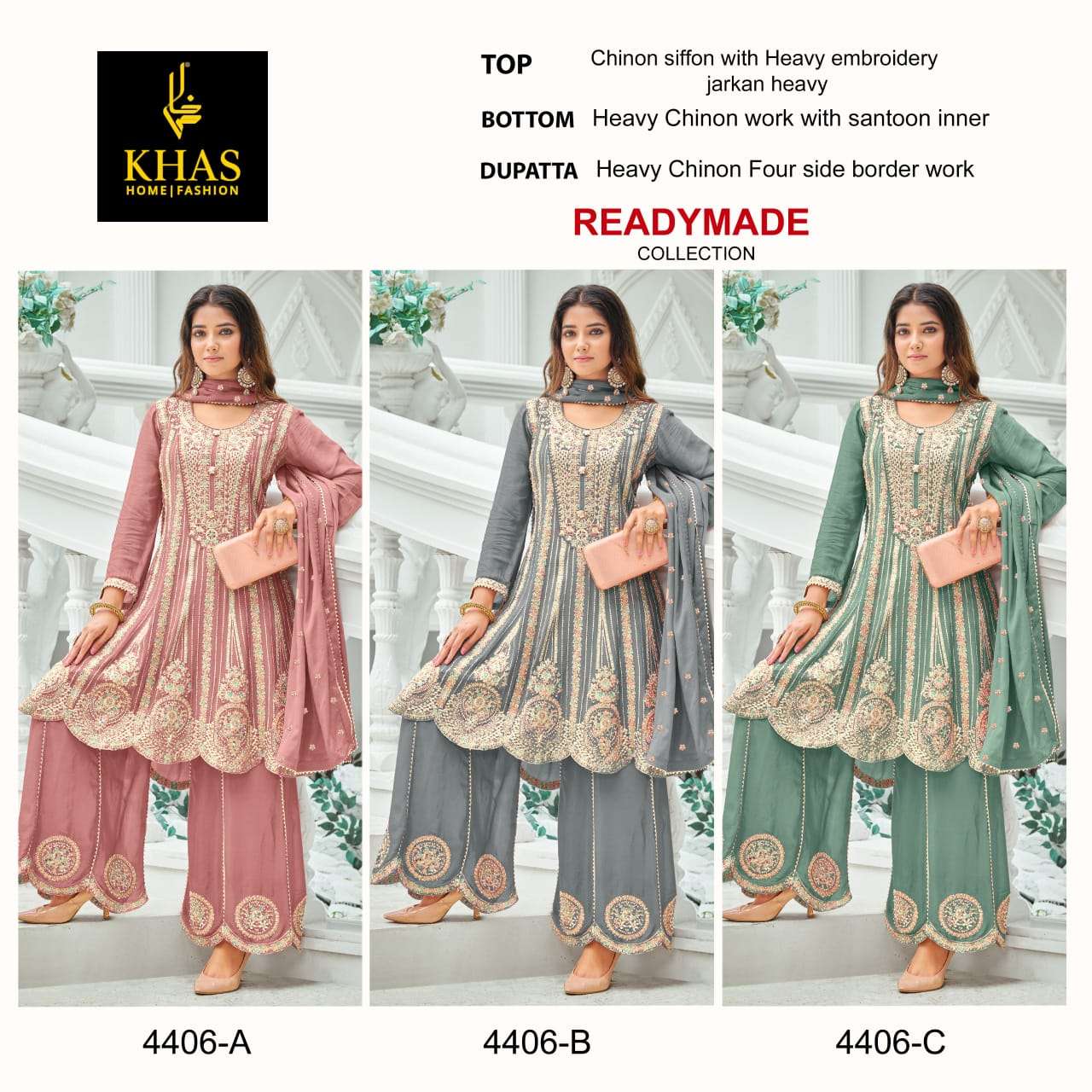 4406 Abc Khas Chinon Pakistani Readymade Suits Exporter India