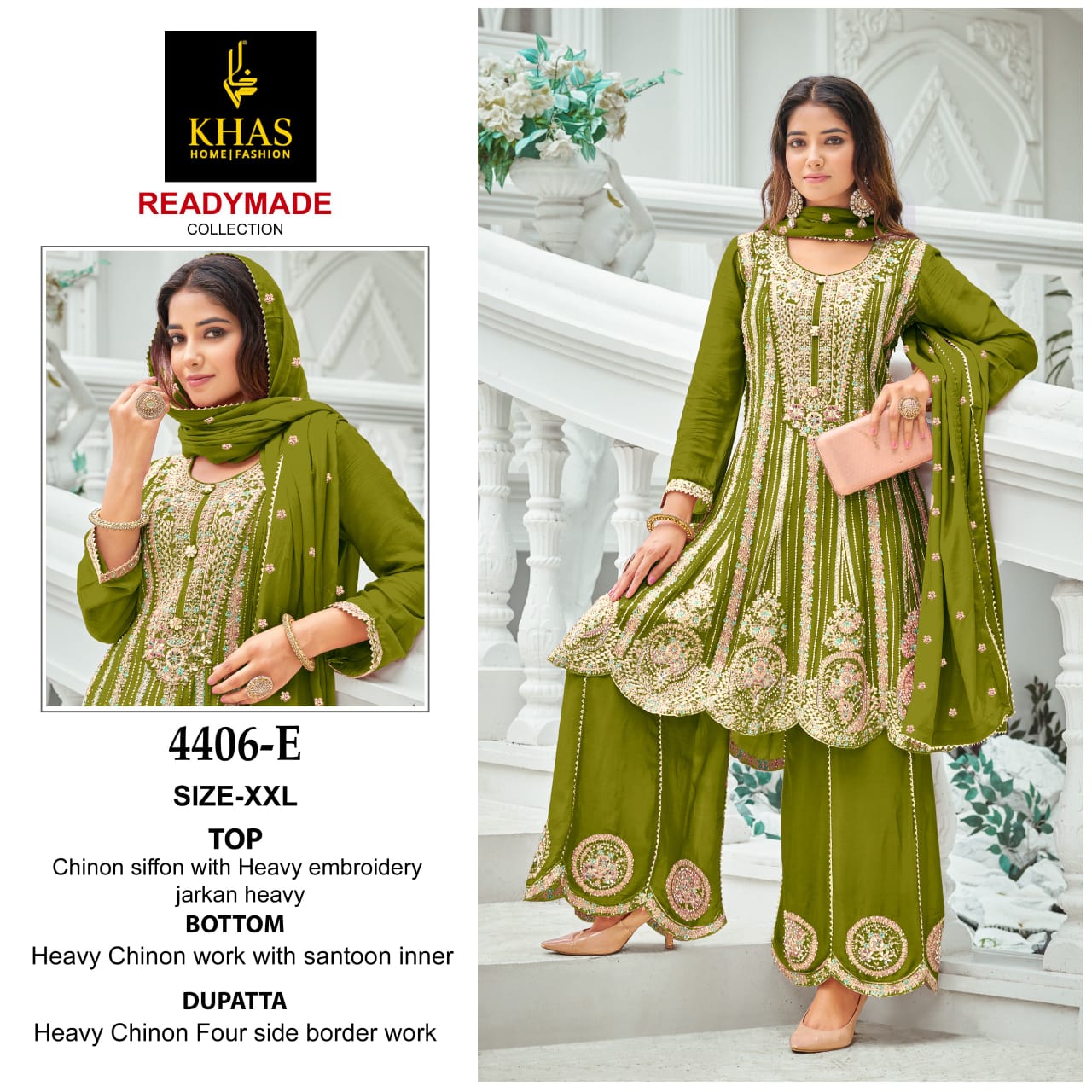 4406 Def Khas Chinon Chiffon Pakistani Readymade Suits Wholesale Rate