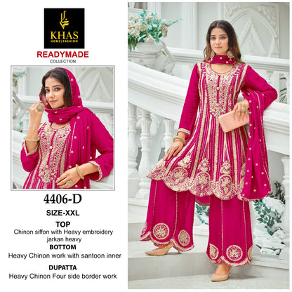 4406 Def Khas Chinon Chiffon Pakistani Readymade Suits Wholesale Rate