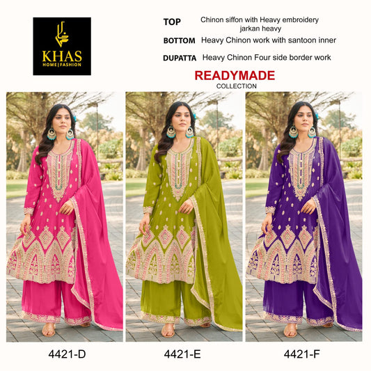4421 Def Anarkali Khas Chinon Chiffon Pakistani Readymade Suits Manufacturer Gujarat