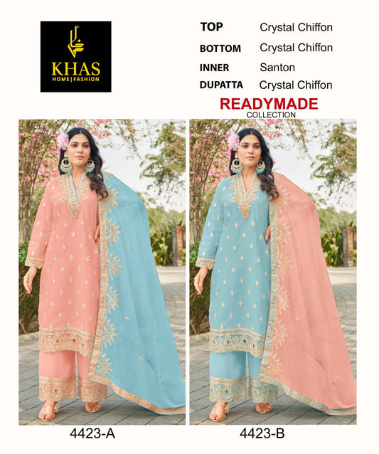 4423 Ab Khas Crystal Chiffon Pakistani Readymade Suits Supplier Gujarat