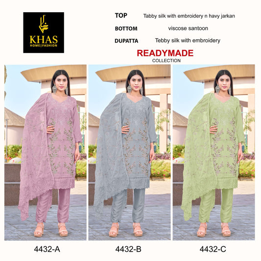 4432 Abc Khas Tabby Silk Pakistani Readymade Suits Wholesale Rate