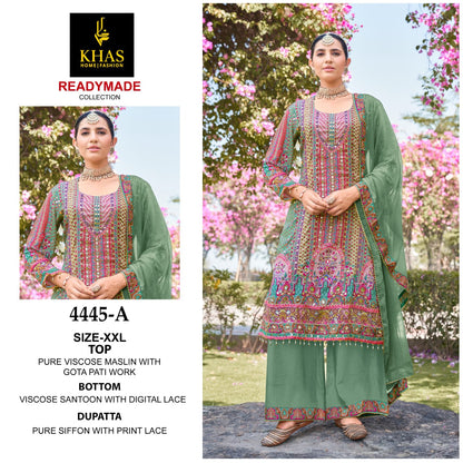 4445-A Khas Pure Viscose Muslin Pakistani Readymade Suits Supplier India