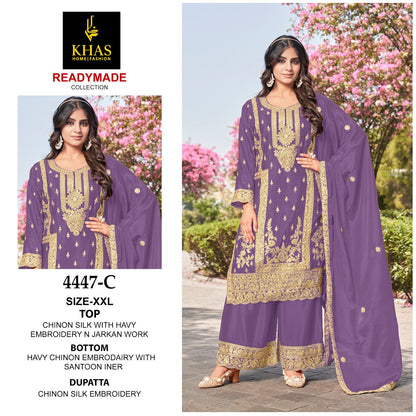 4447 Abc Khas Chinon Silk Pakistani Readymade Suits Exporter India