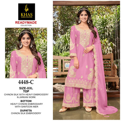 4448 Abc Khas Chinon Silk Pakistani Readymade Suits Wholesale