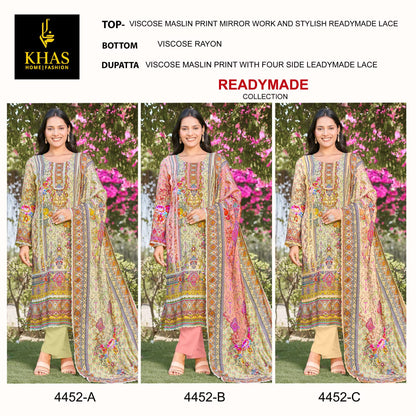 4452 Abc Khas Viscose Muslin Karachi Readymade Suits Supplier Ahmedabad