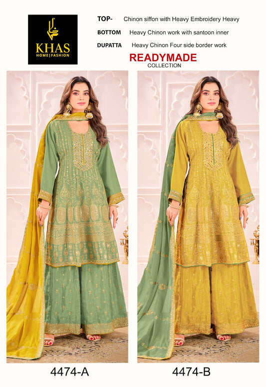 4474 Ab Khas Chinon Pakistani Readymade Suits Exporter