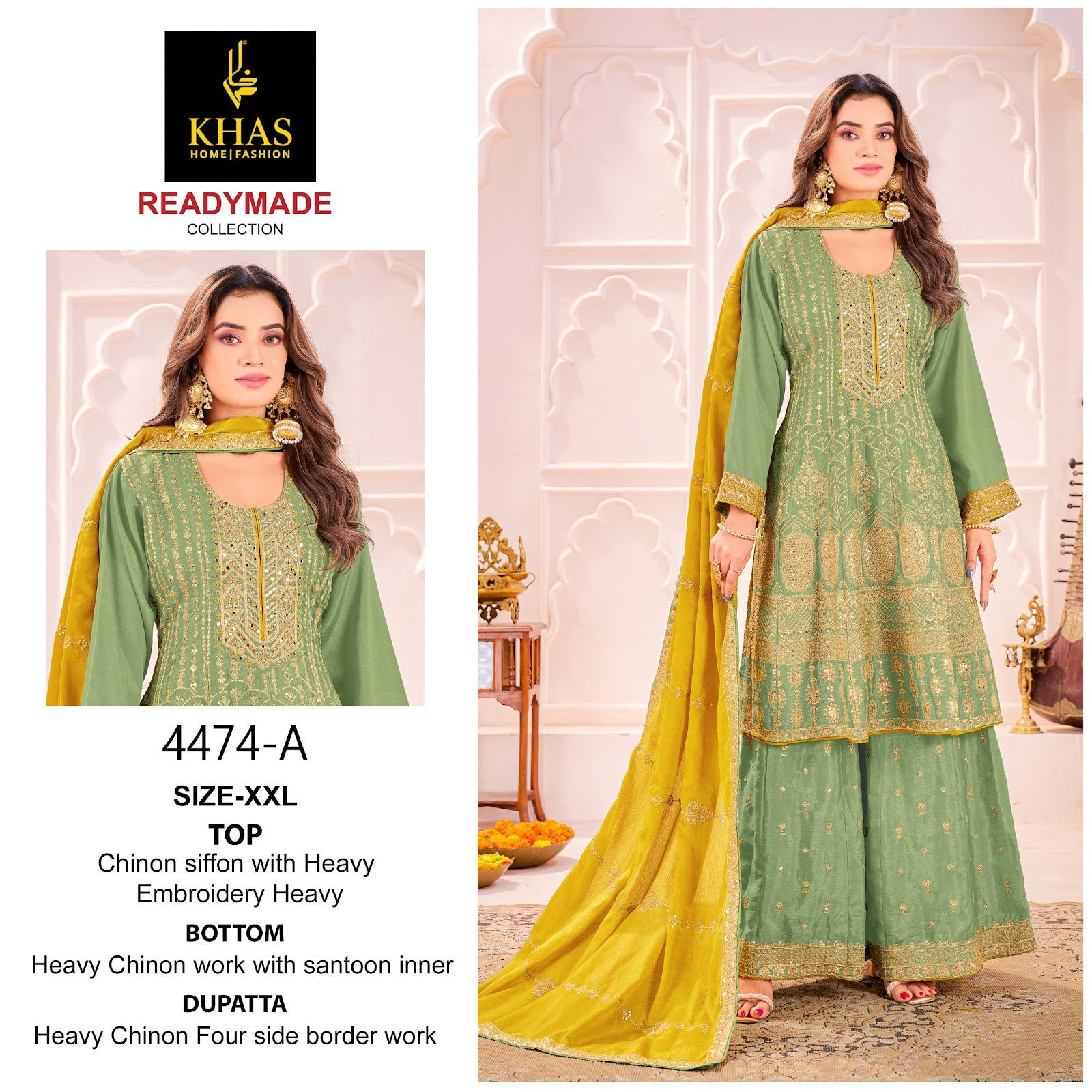 4474 Ab Khas Chinon Pakistani Readymade Suits Exporter