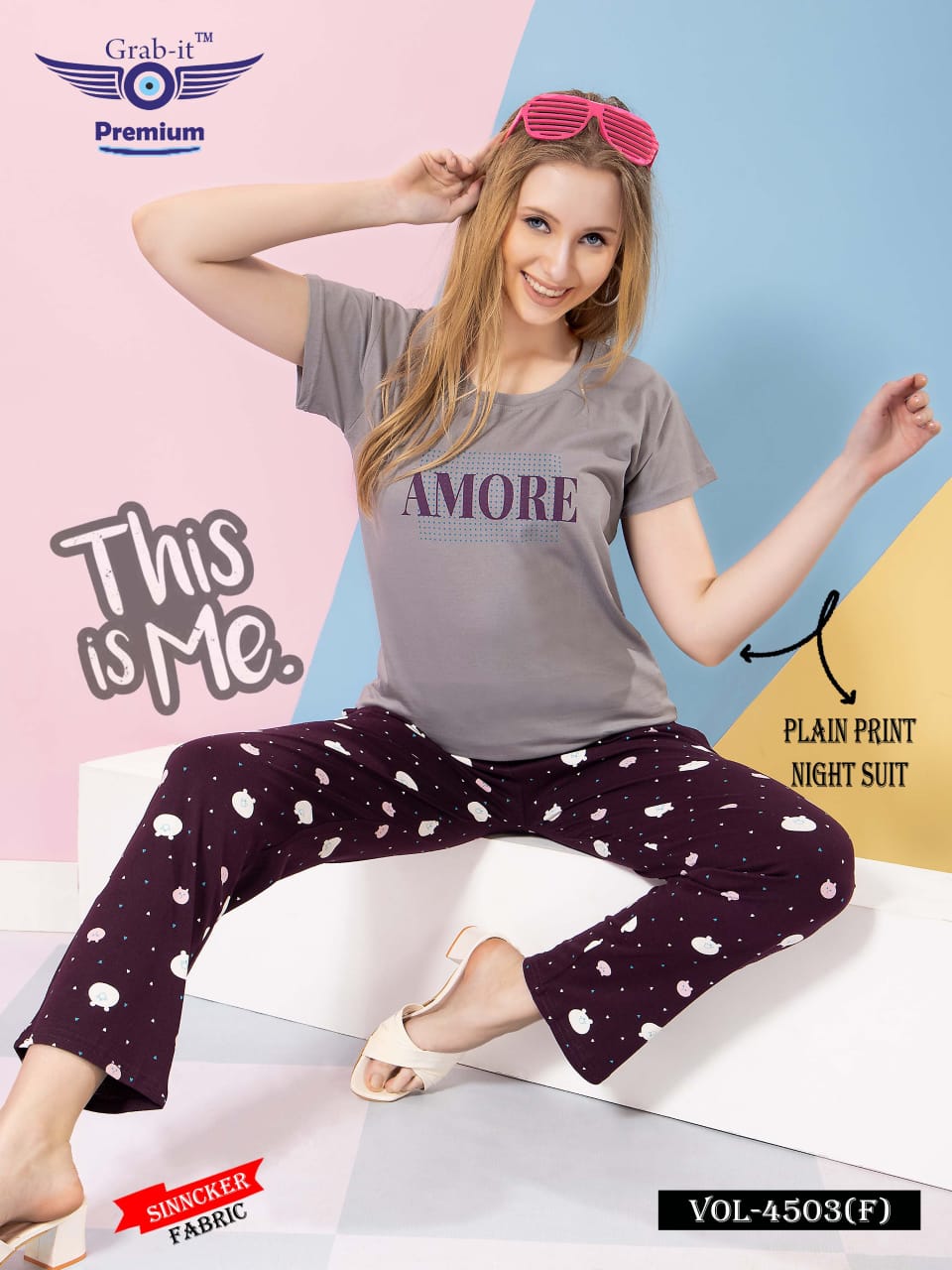4503 F Grab It Sincker Pyjama Night Suits Supplier India