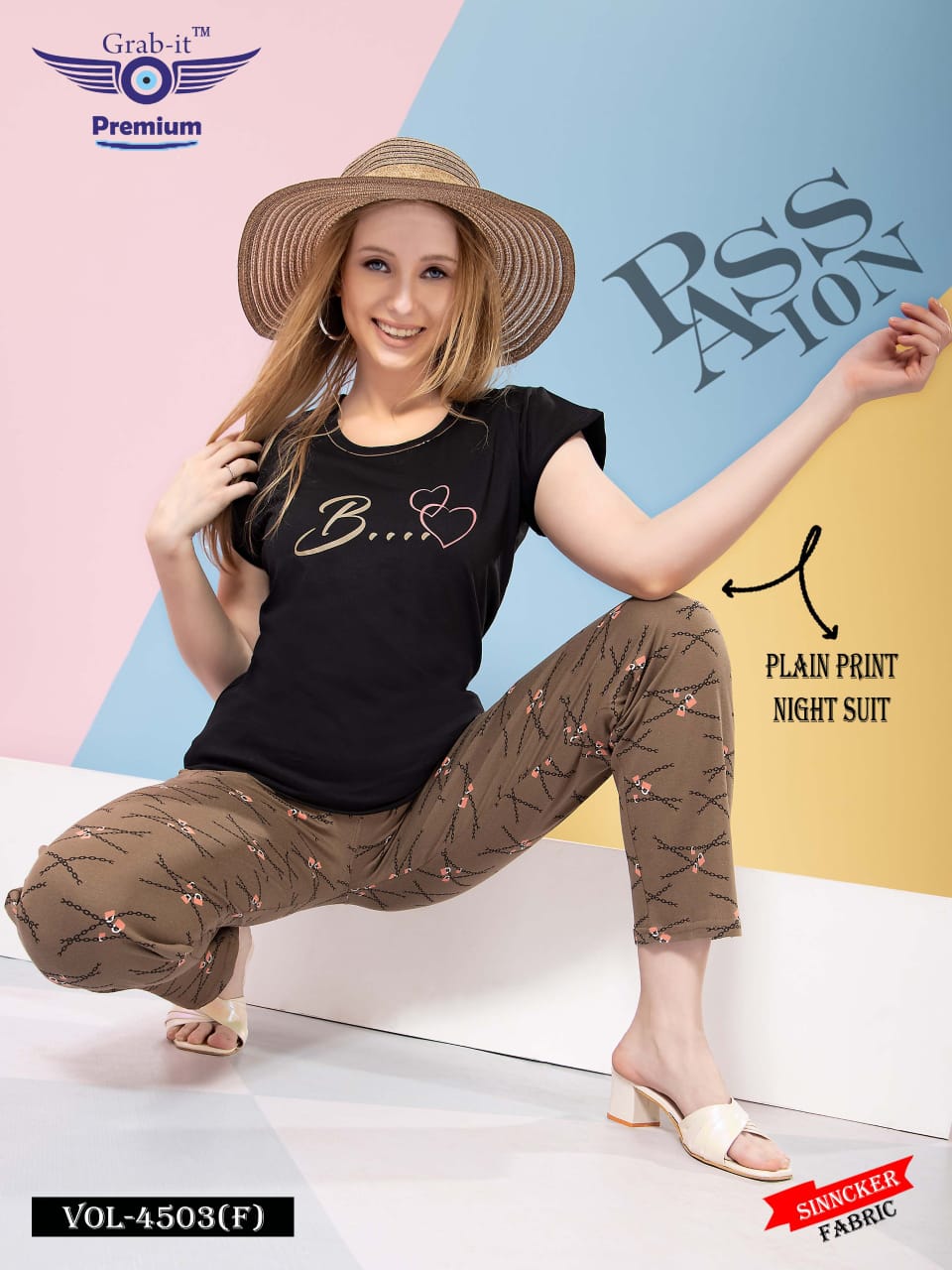 4503 F Grab It Sincker Pyjama Night Suits Supplier India