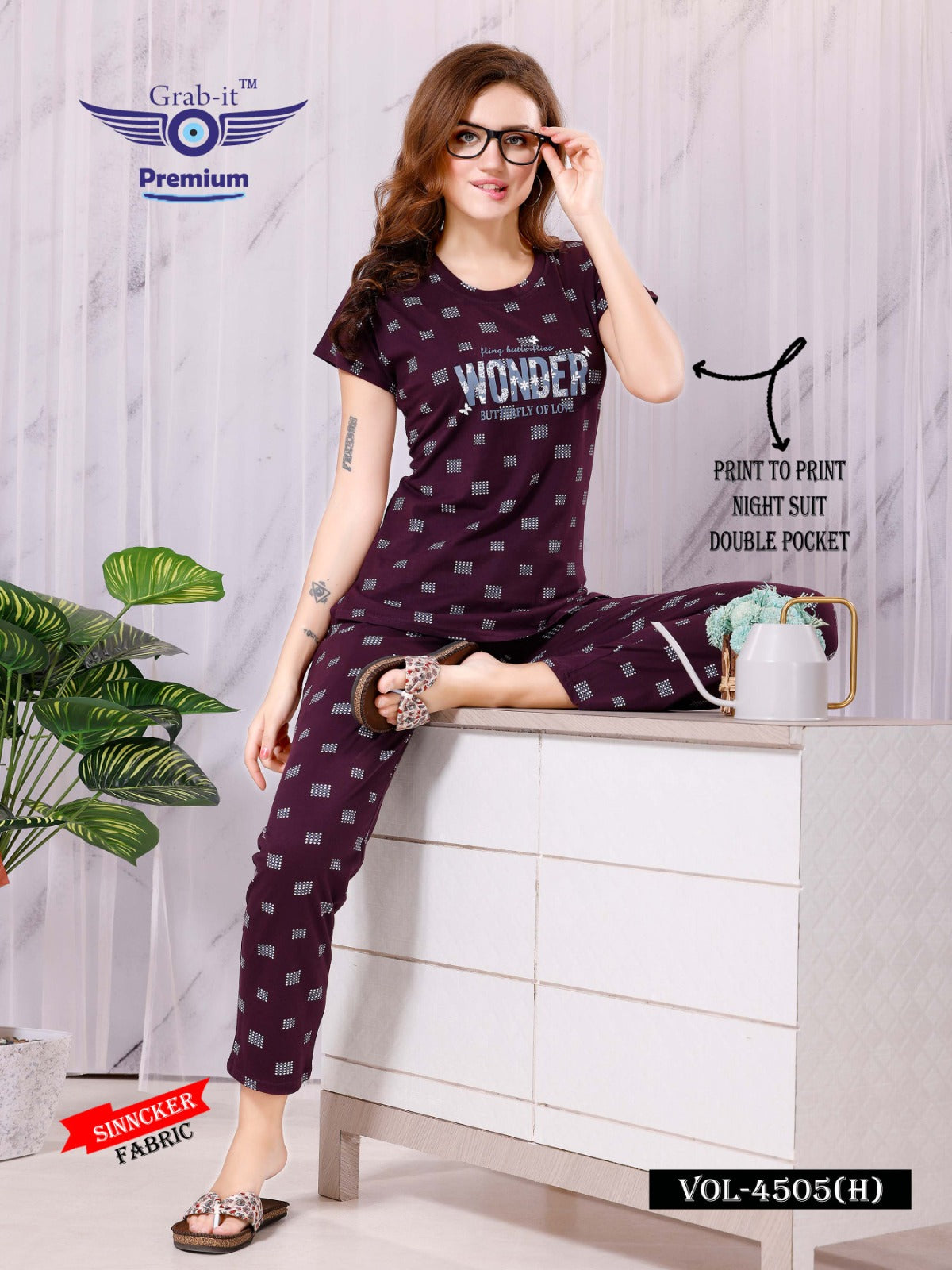 4505 H Grab It Sincker Pyjama Night Suits Manufacturer Gujarat