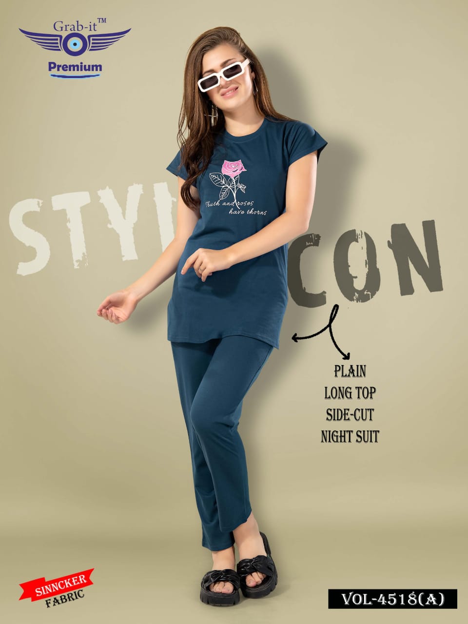 4518 A Grab It Sinker Kurta Night Suits Supplier Gujarat