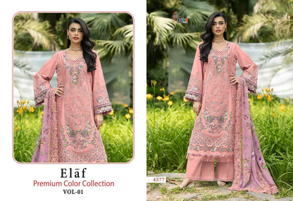 4577 Elaf Premium Color Collection Vol 01 Shree Fabs Cotton Pakistani Salwar Suits Supplier Gujarat