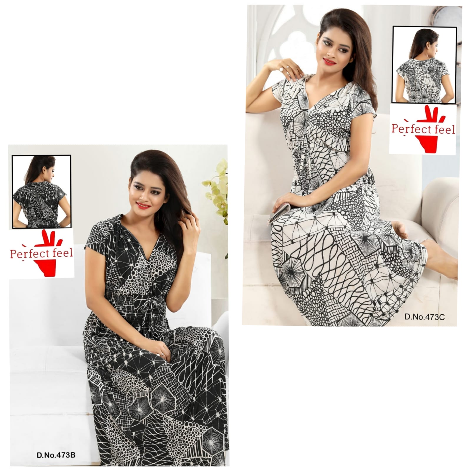 473 Perfect Feel Textured Night Gowns Supplier Ahmedabad