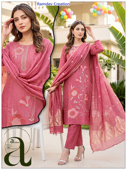 4 Color Matching Ramdev Creation Roman Silk Readymade Pant Style Suits Exporter Gujarat