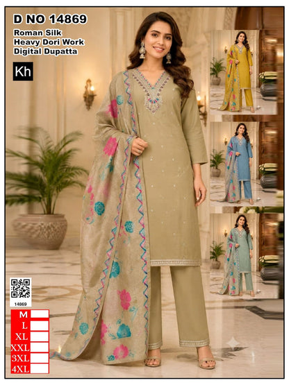 4 Colour Chart Kh Roman Silk Readymade Pant Style Suits Exporter Gujarat