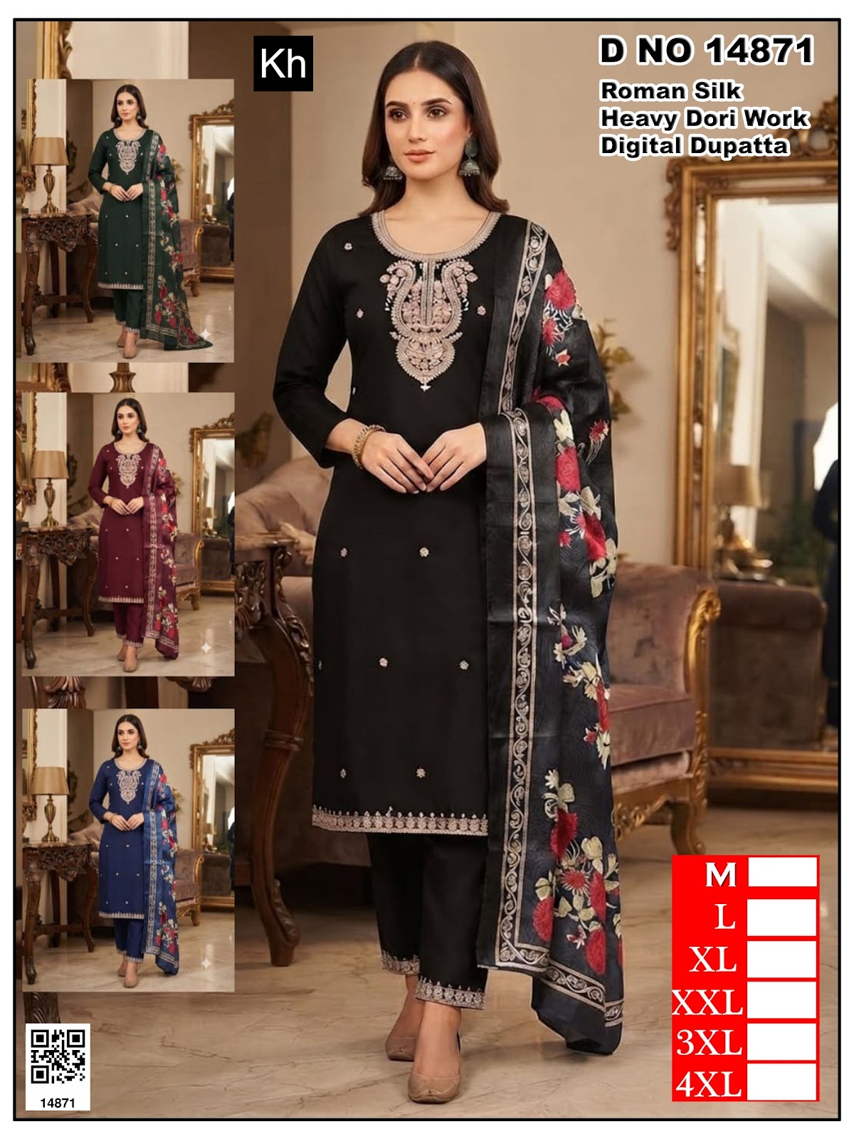 4 Colour Chart Kh Roman Silk Readymade Pant Style Suits Exporter Gujarat