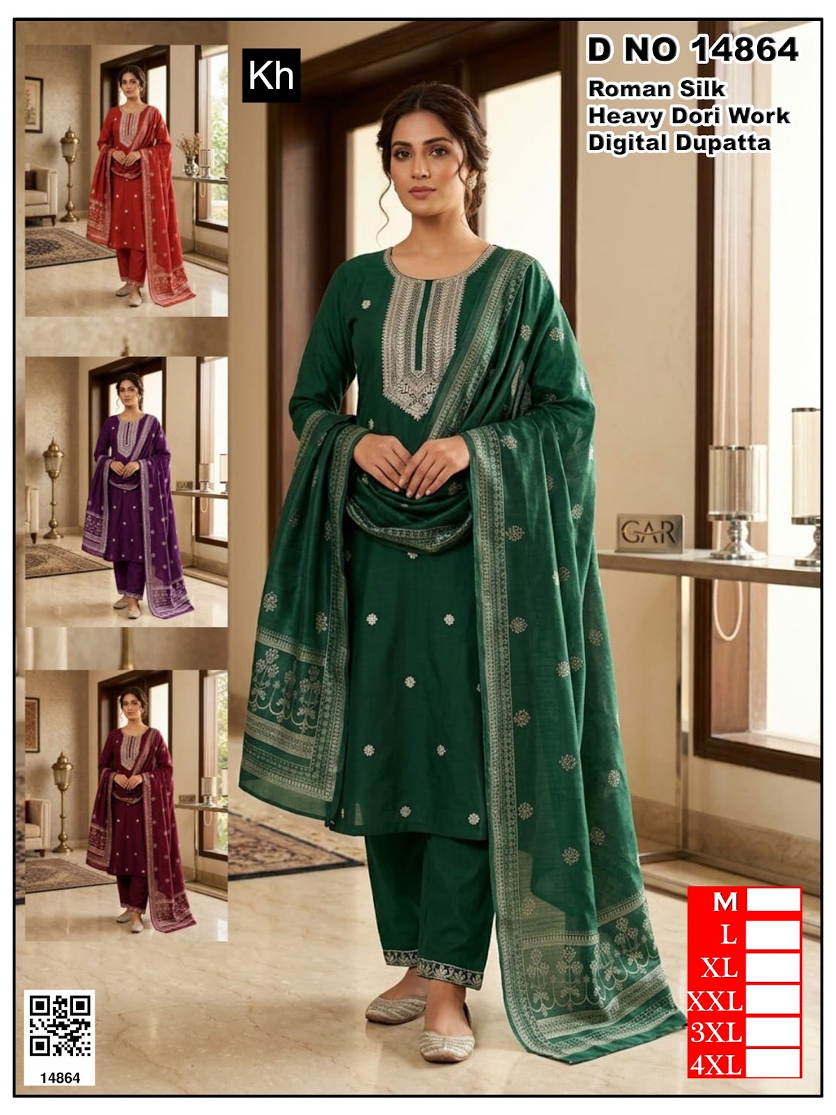 4 Colour Chart Kh Roman Silk Readymade Pant Style Suits Exporter Gujarat