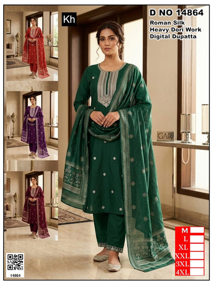 4 Colour Chart Kh Roman Silk Readymade Pant Style Suits Exporter Gujarat