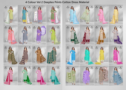 4 Colour Vol 2 Deeptex Prints Cotton Dress Material Wholesaler Gujarat