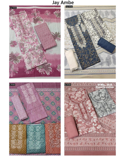 4 Matching Special Jay Ambe Cambric Cotton Dress Material Manufacturer Gujarat