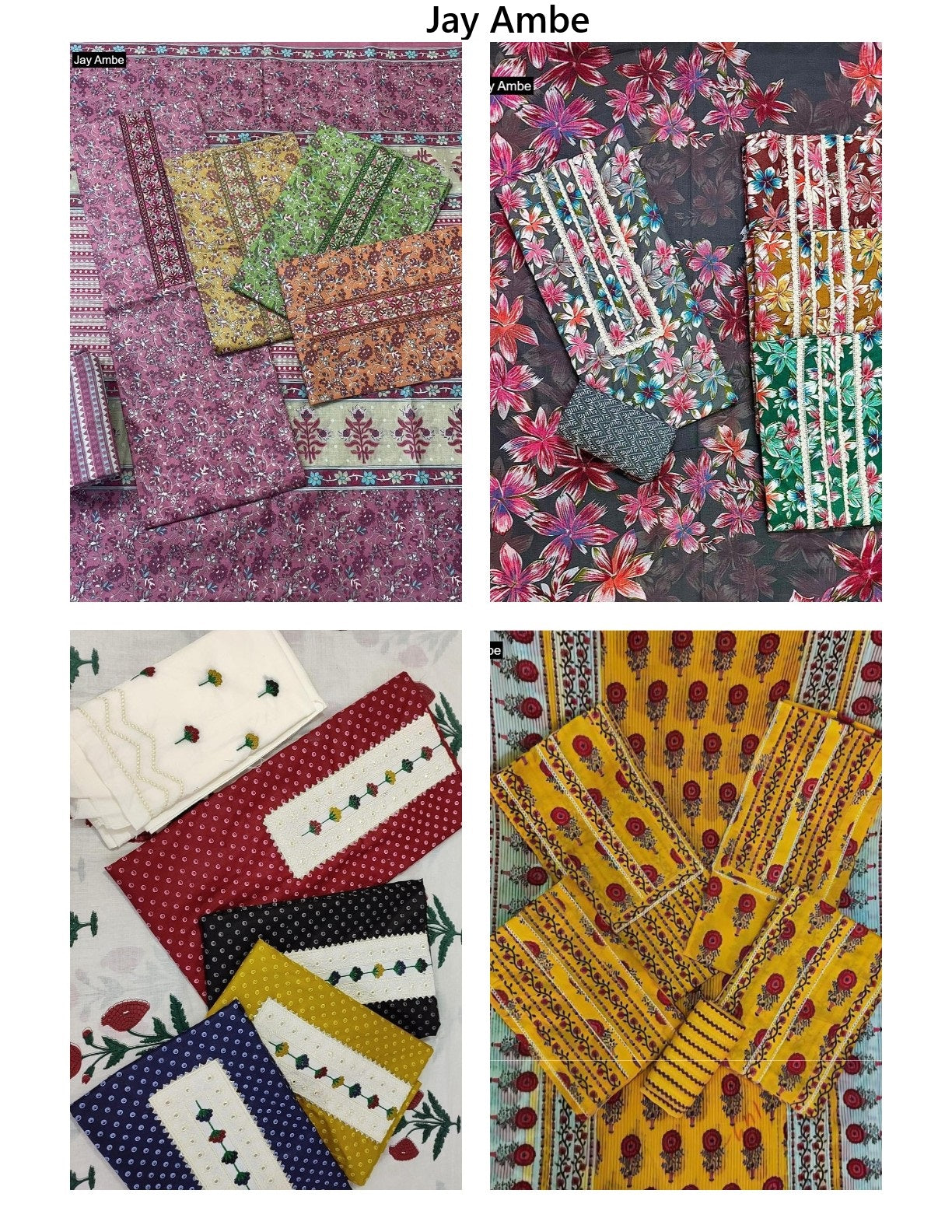 4 Matching Special Jay Ambe Cambric Cotton Dress Material Manufacturer Gujarat